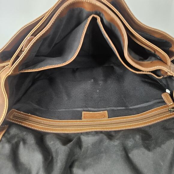 Ameri Leather Brown Leather Messenger Bag Briefcase Pockets Laptop Bag Classic - Picture 6 of 13